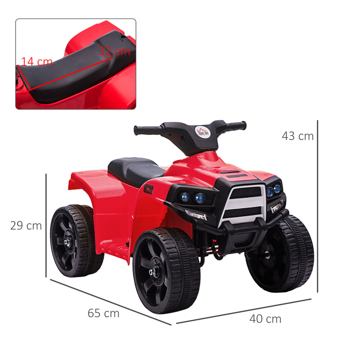 6V Kids Electric Ride on Car, ATV Toy, Quad Bike with Headlights, Horn, for Toddlers 18-36 Months Red