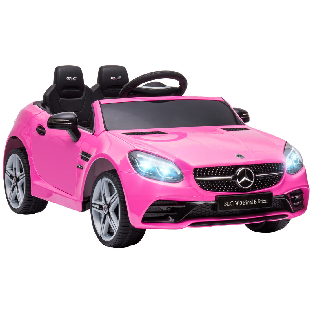 Benz SLC 300 Licensed 12V Kids Electric Ride On, with Music, Remote Control, LED Headlights, Horn, Pink