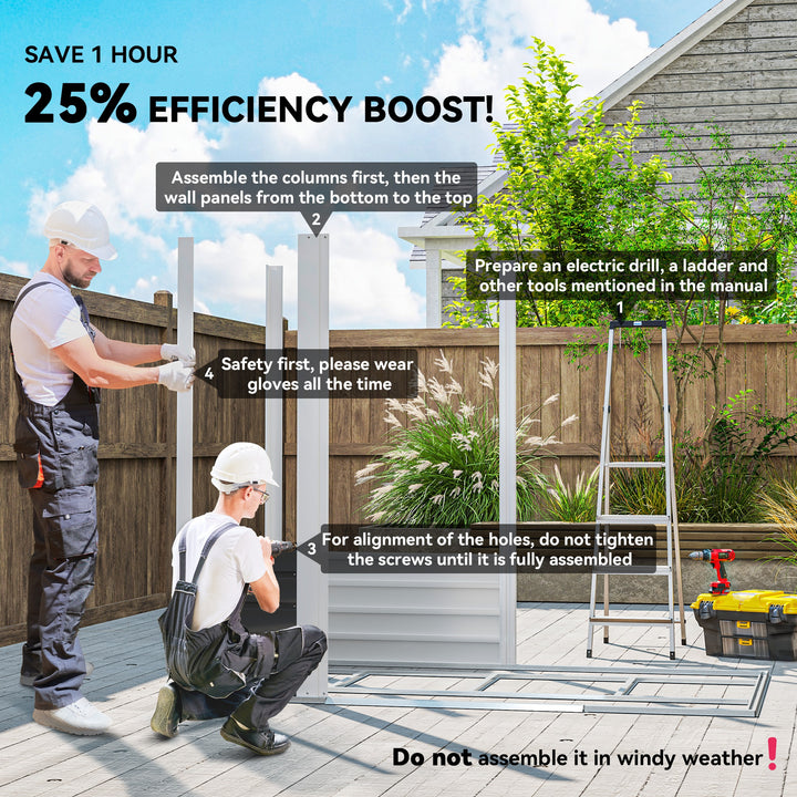 7 x 4ft Garden Shed, Easy to Assemble, Upgraded Galvanised Steel Frame with Foundation Kit, Double Doors with Lock, Outdoor Metal Shed with Vents and Gloves, Garden Storage Shed, Green