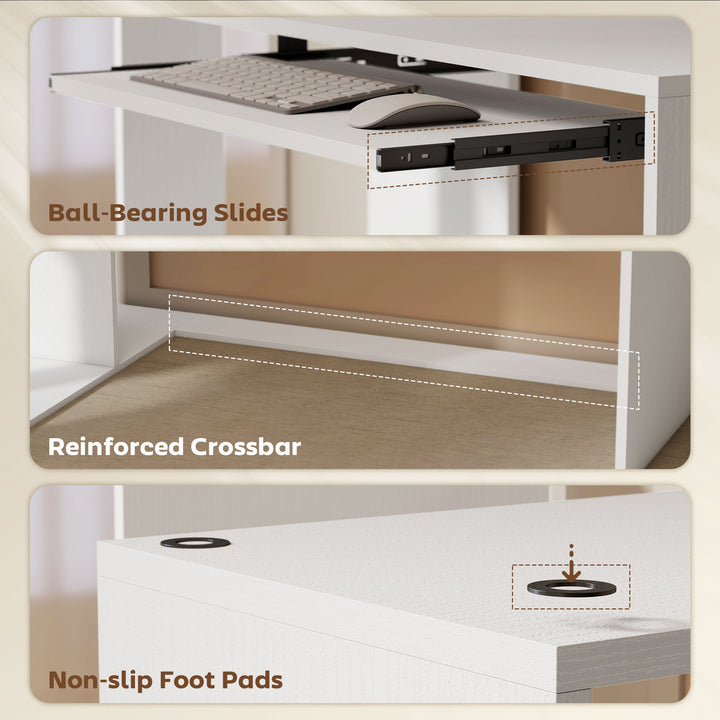 L-Shaped Corner Desk, Computer Desk with Keyboard Tray and Open Shelve