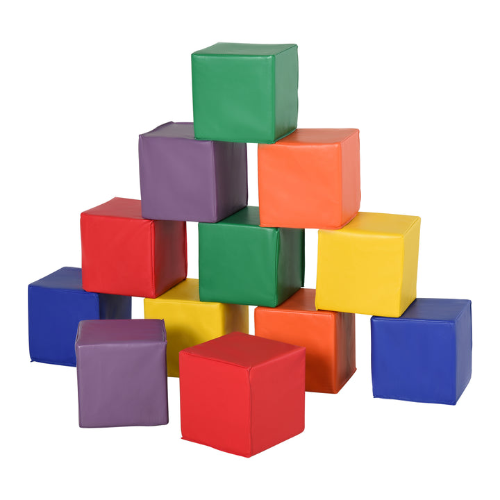 HOMCOM Kids 12-Piece PU Soft Stacking Blocks Multi-Colour | Aosom UK