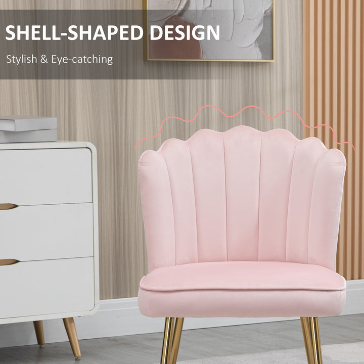 Velvet-Feel Shell Accent Chair - Pink