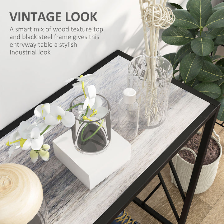 Console Table, Industrial Sofa Table with Metal Frame for Living Room, Hallway, 120 cm, Grey