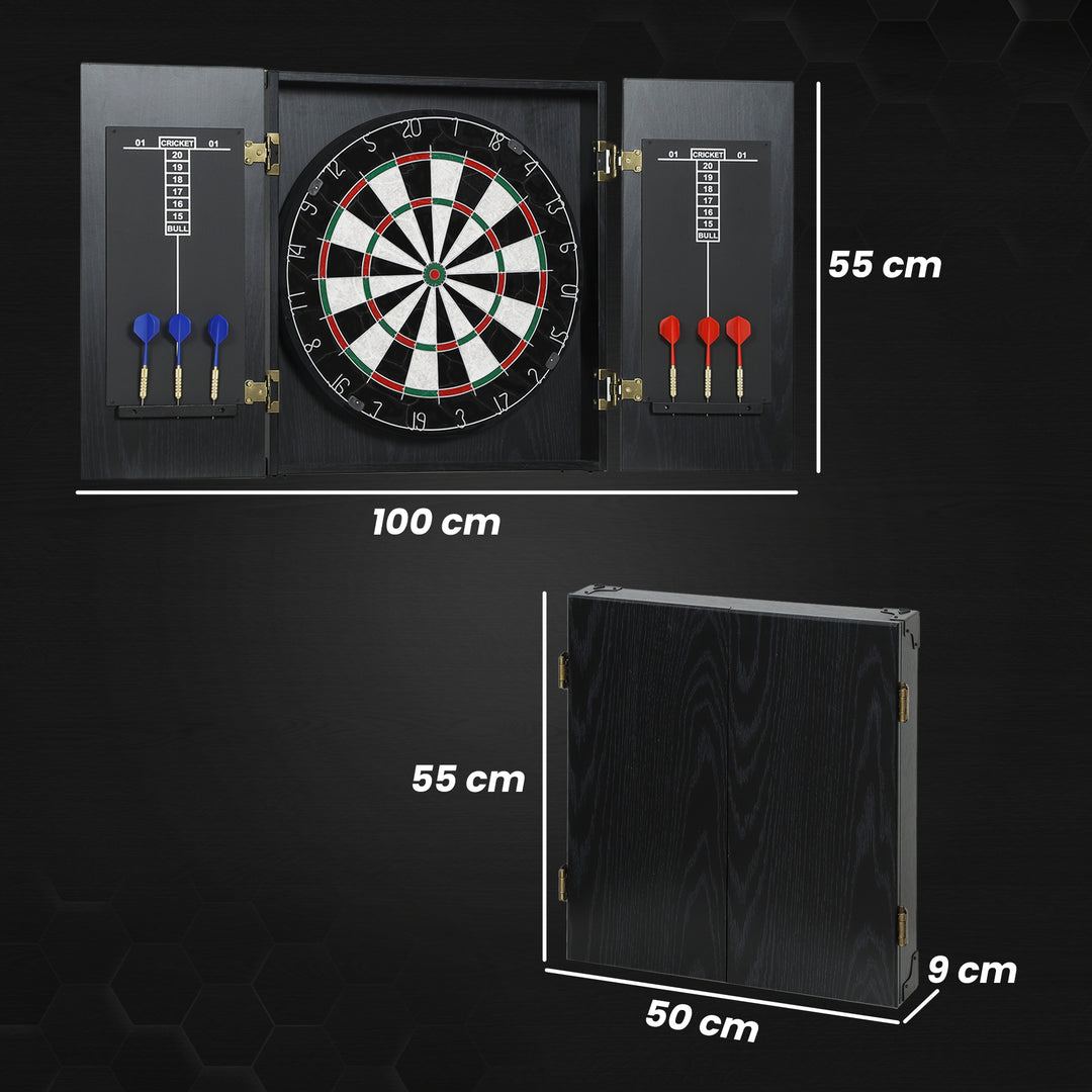 Bristle Dartboard with Cabinet, 6 Steel Tip Darts, Cabinet