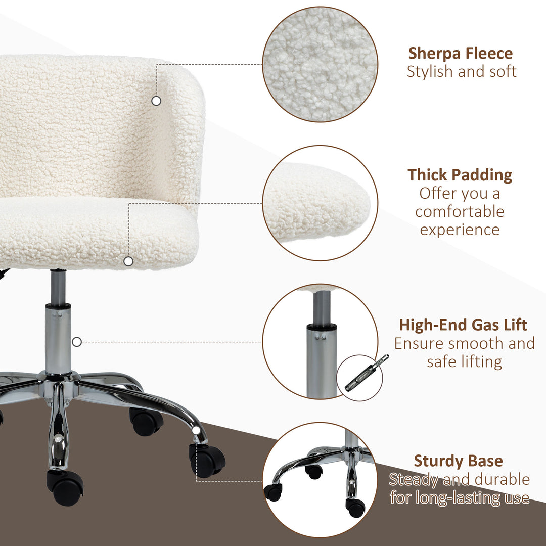Office Chair with Adjustable Height and Wheels - White