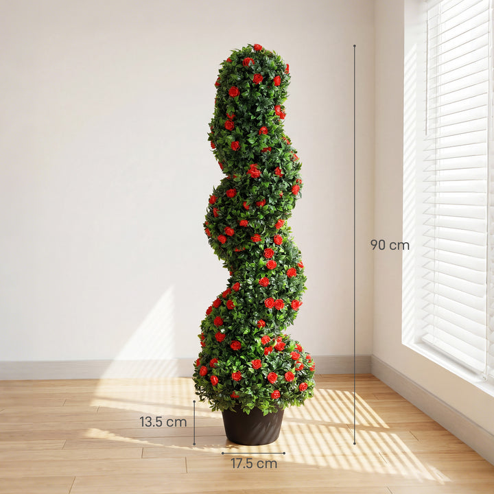 Decorative Artificial Plants Set of 2, UV Resistant Fake Plants in Pot