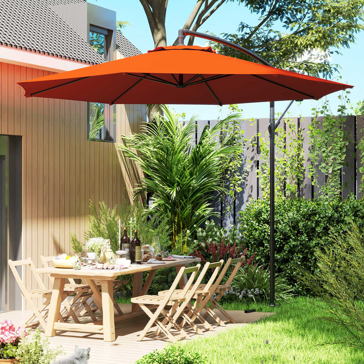 2.45m Overhanging Cantilever Parasol, with Cross Base - Orange