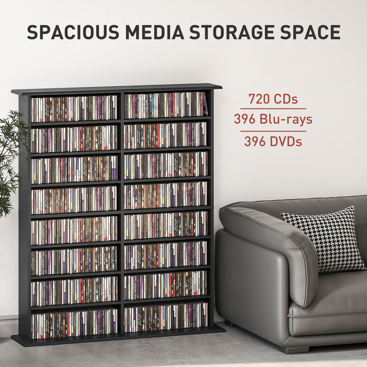 16-Compartment Media Shelf - Black