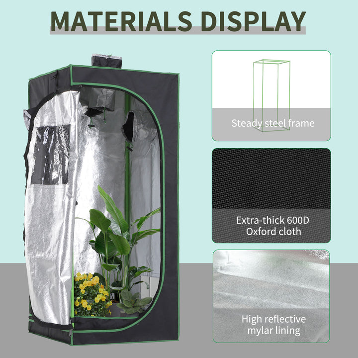 Outsunny Grow Tent Kits Grow Tent Hydroponic Grow Tent 60 x 60 x 140cm with Detachable Waterproof Floor Tray | Aosom UK