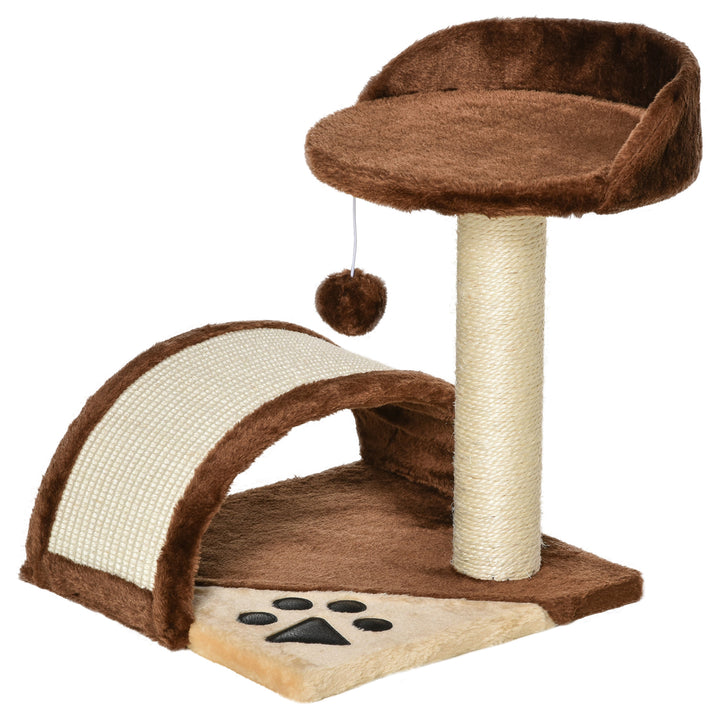 Cat Tree Scratching Scratcher Post Kitten Activity Centre Climber Hanging Ball Brown