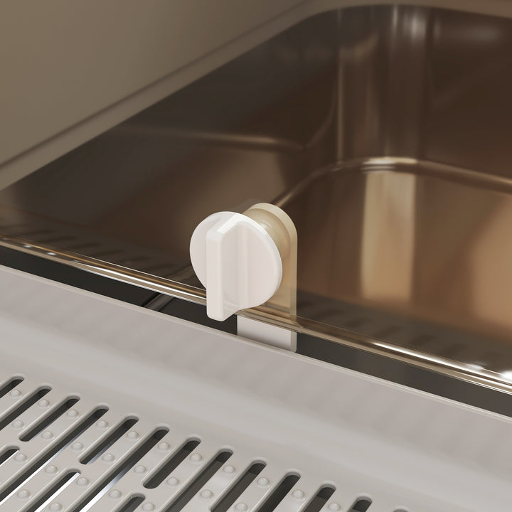 XXL Stainless Steel Cat Litter Tray, Enclosed Cat Litter Box with 90° Flip Cover, Double Doors, Scoop, Easy Clean