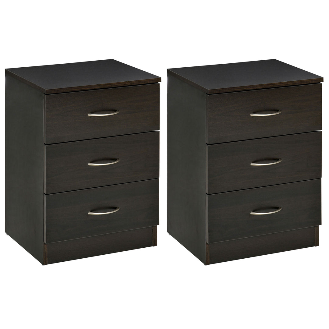 Bedside Cabinet with Drawer and Shelf, White Bedside Table for Bedroom, Living Room, Nightstand Side Table with Metal Rail Set of 2