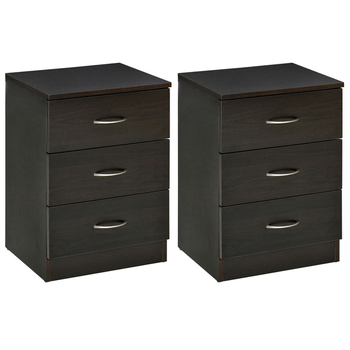 Bedside Cabinet with Drawer and Shelf, White Bedside Table for Bedroom, Living Room, Nightstand Side Table with Metal Rail Set of 2