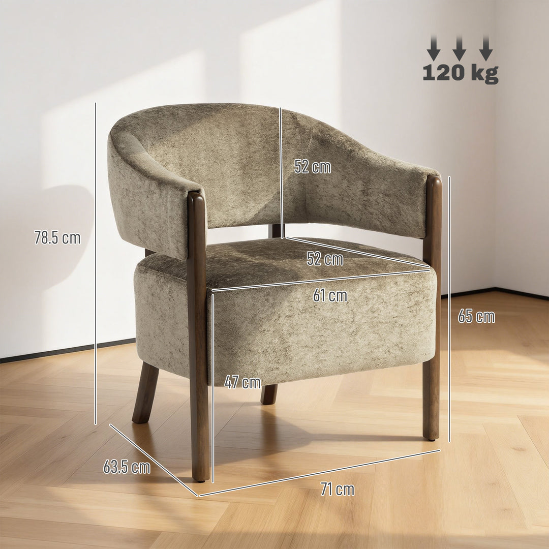 Accent Chair, Upholstered Tub Chair with Solid Wood Frame and Legs, Li