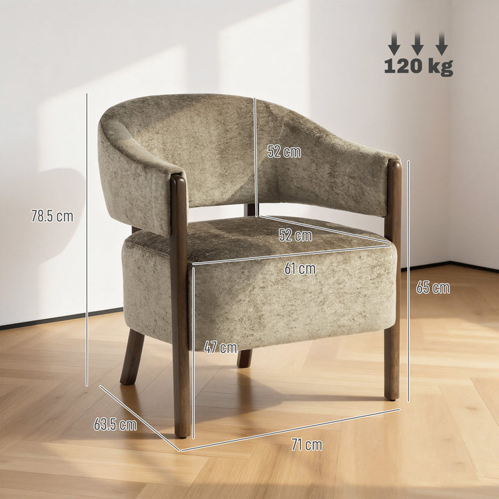 Accent Chair, Upholstered Tub Chair with Solid Wood Frame and Legs, Li