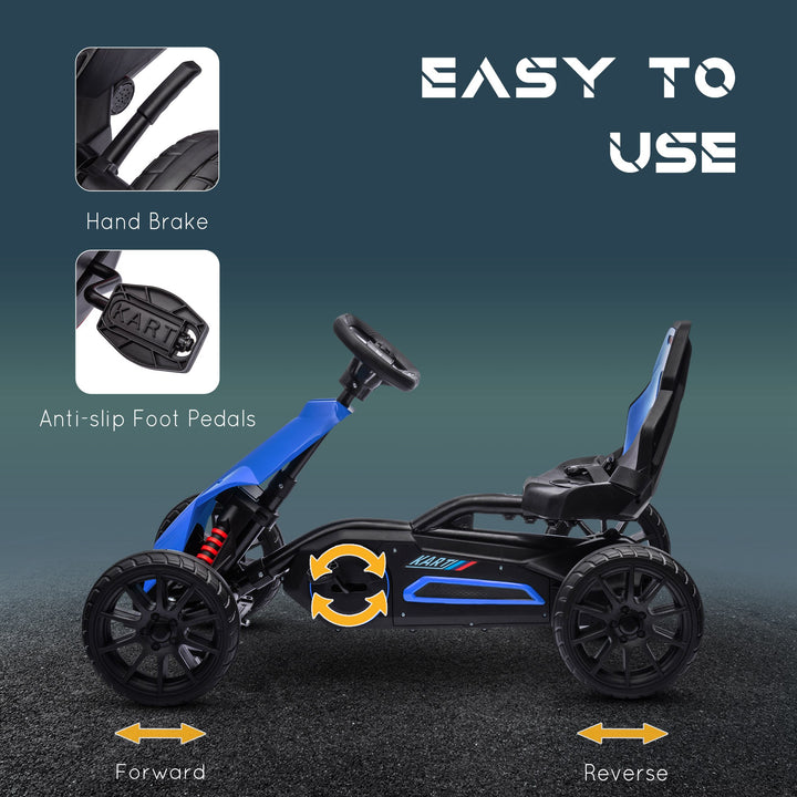 Kids Pedal Go Kart, with Adjustable Seat, EVA Wheels, Seat, Handbrake 
