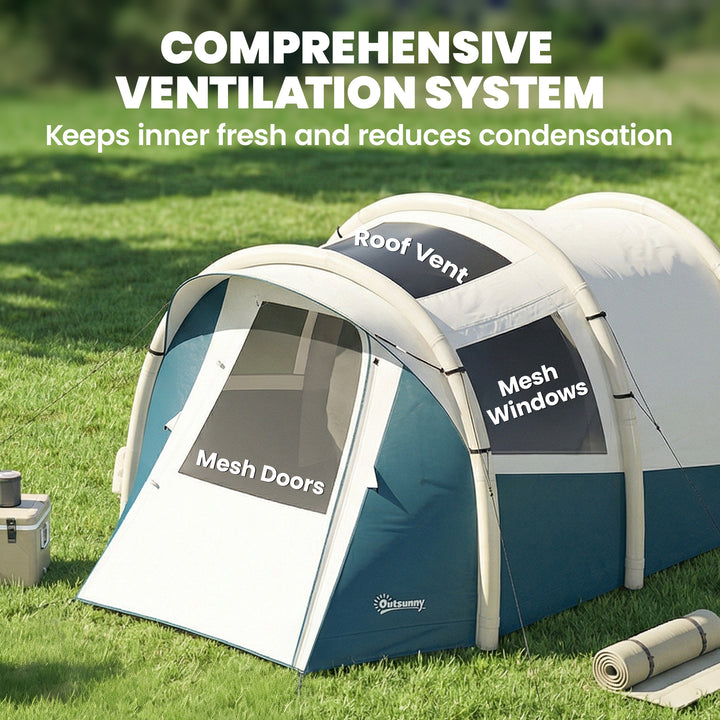 Inflatable Camping Tent w/ Air Pump, Easy Setup 2-3 Person Blow Up Ten