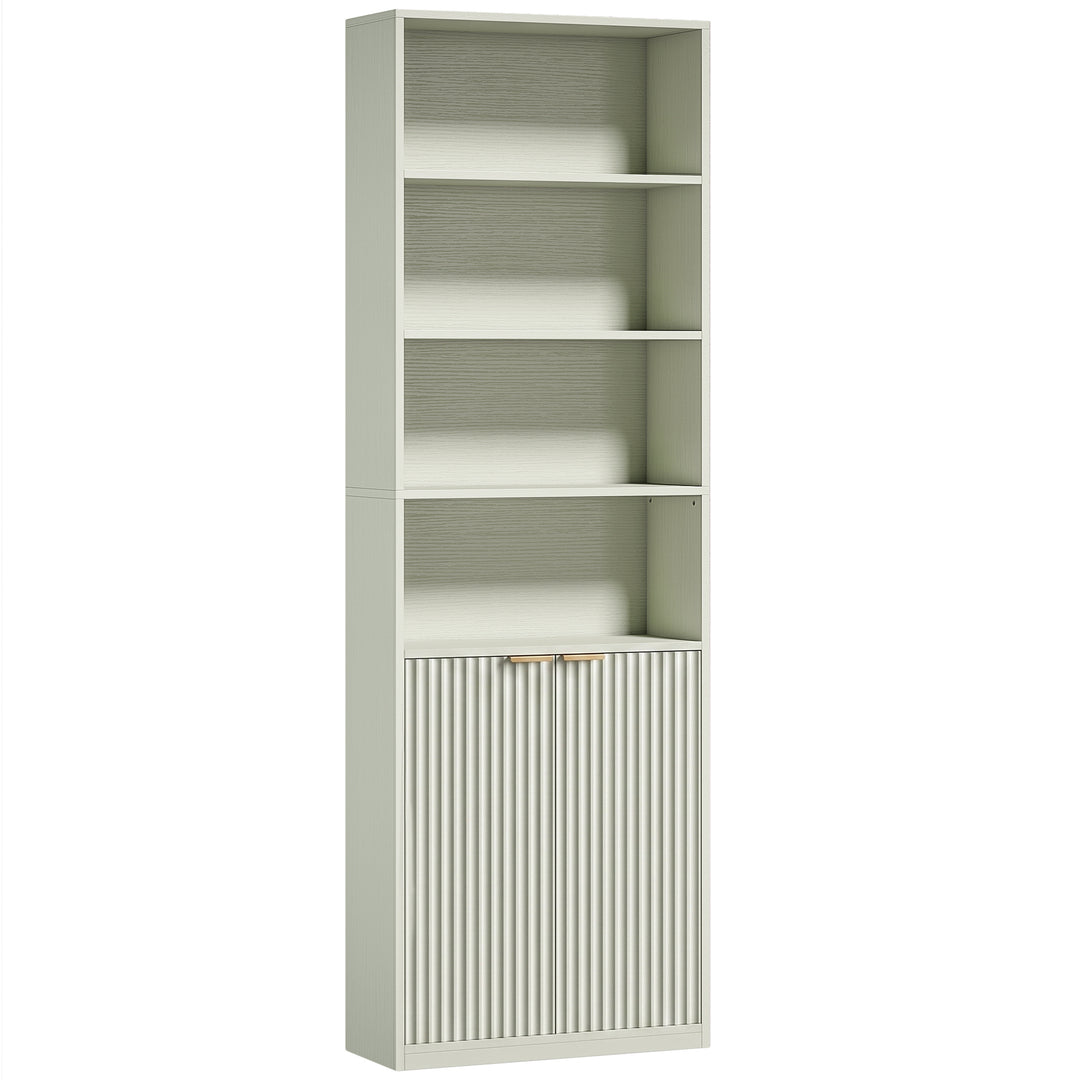 Bookcase Adjustable Shelf Bookshelf Anti-Tip Hardware 6-Tier - Light Green