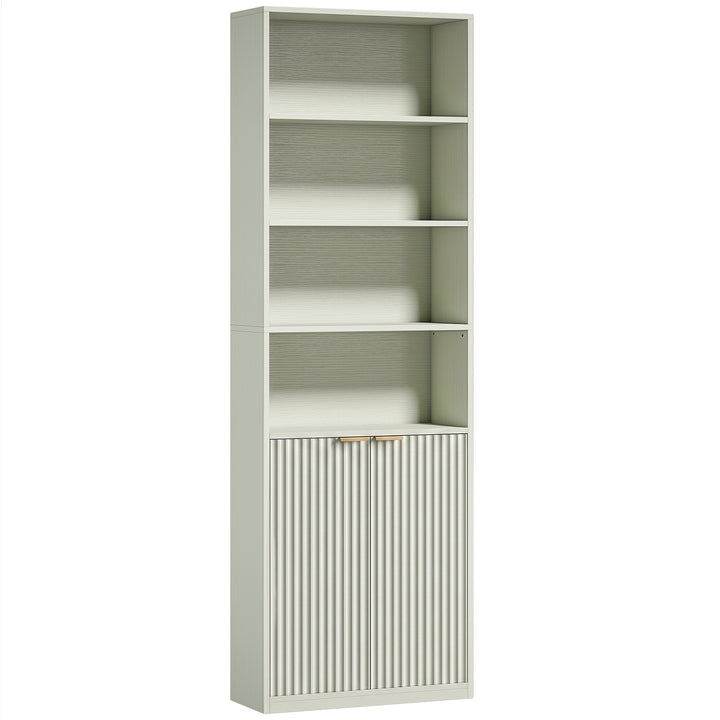 Bookcase Adjustable Shelf Bookshelf Anti-Tip Hardware 6-Tier - Light Green