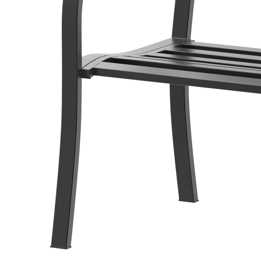 Garden Bench Furniture Patio Park 2 Person Chair Seat Steel Black 120cm Outdoor