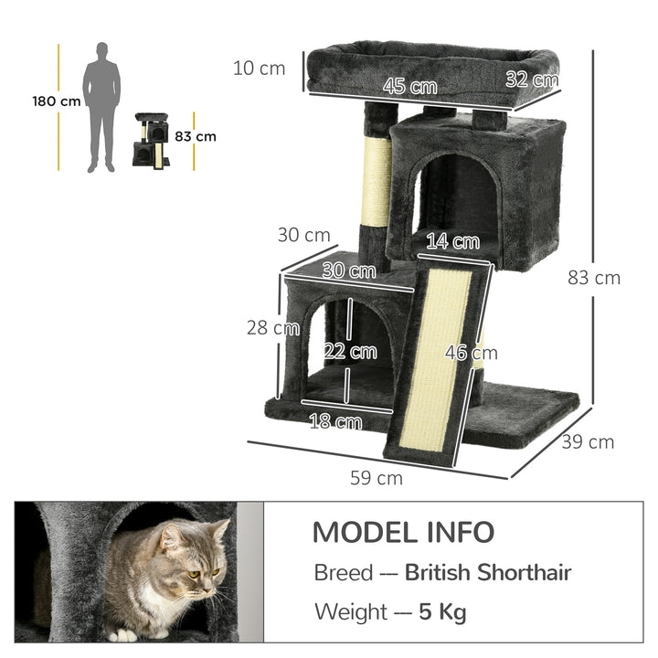MCL Cat Tree for Indoor Cats 81cm Cat Scratching Post Scratch Board Kitten Tower Climbing Frame Black
