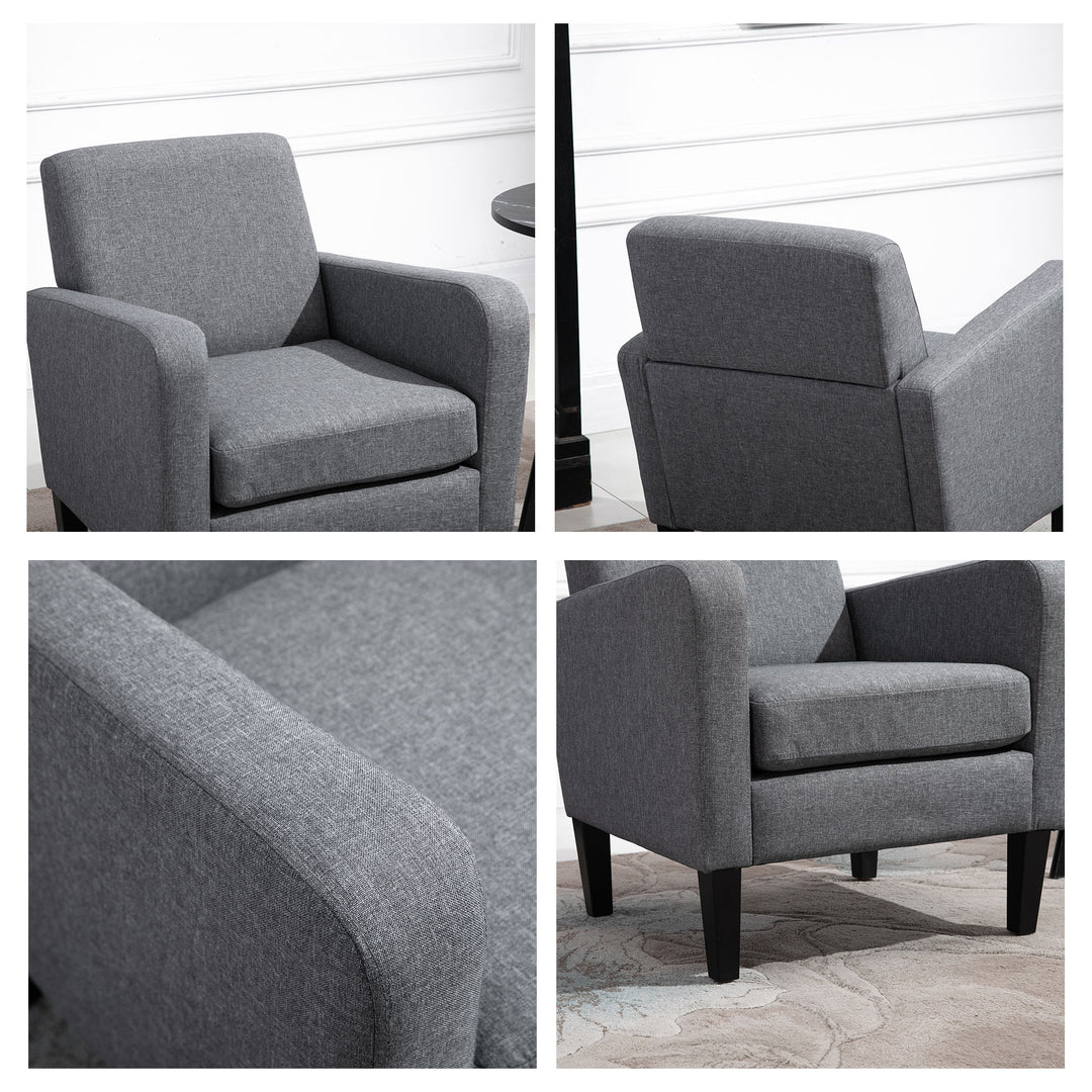 HOMCOM Linen Single Armchair, with Padded Seat - Grey | Aosom UK