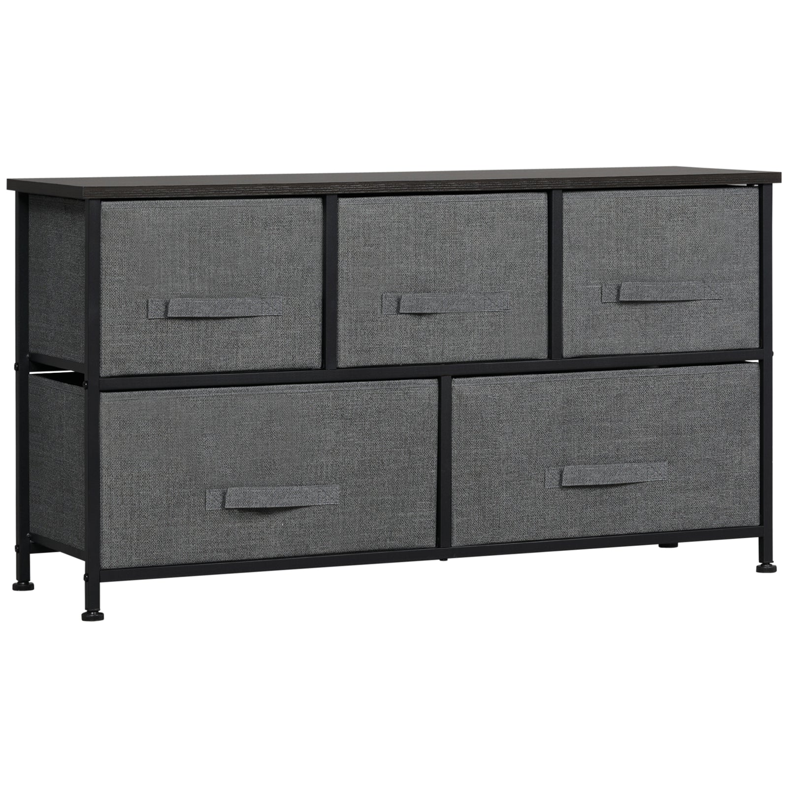 Chest of Five Fabric Drawers - Grey