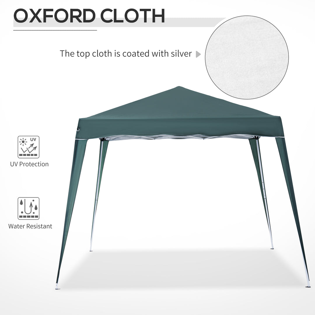 MCL 3 M x 3 M Base/ 2.5 M x 2.5 M Top Pop Up Gazebo with Carry Bag, Height Adjustable Slant Leg Party Tent Instant Event Shelter for Garden, Patio, Green