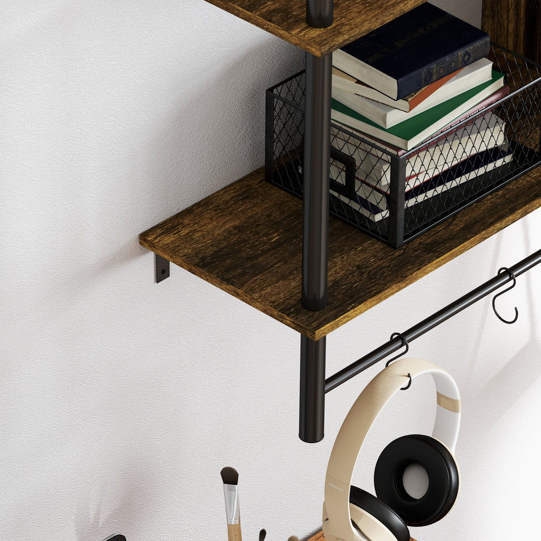 Three-Tier Floating Shelf - Brown/Black