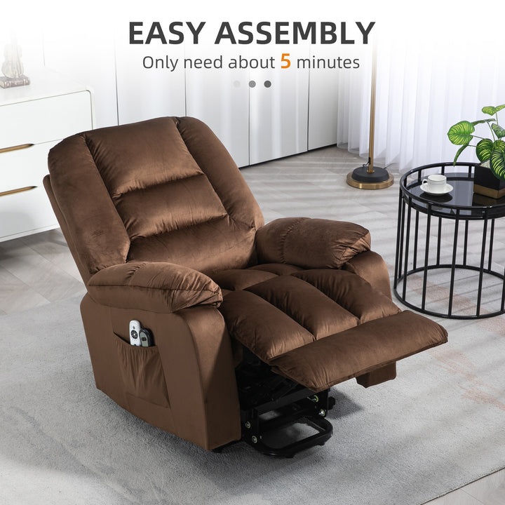 HOMCOM Lift Chair, Quick Assembly, Electric Riser and Recliner Chair with Vibration Massage, Heat, Side Pockets, Brown | Aosom UK