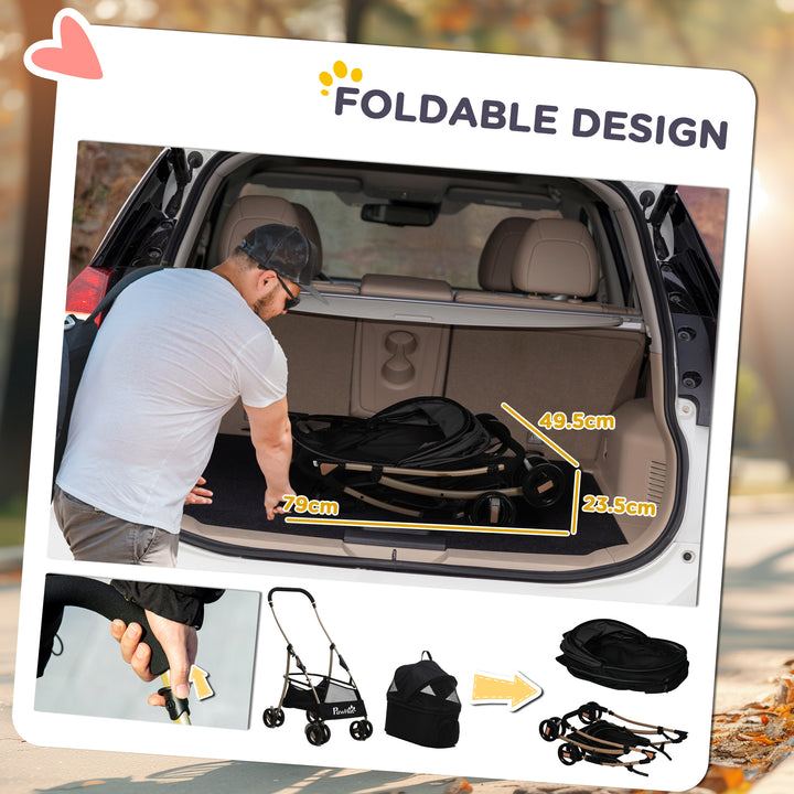3 In 1 Detachable Pet Stroller, for Extra Small and Small Dogs - Black