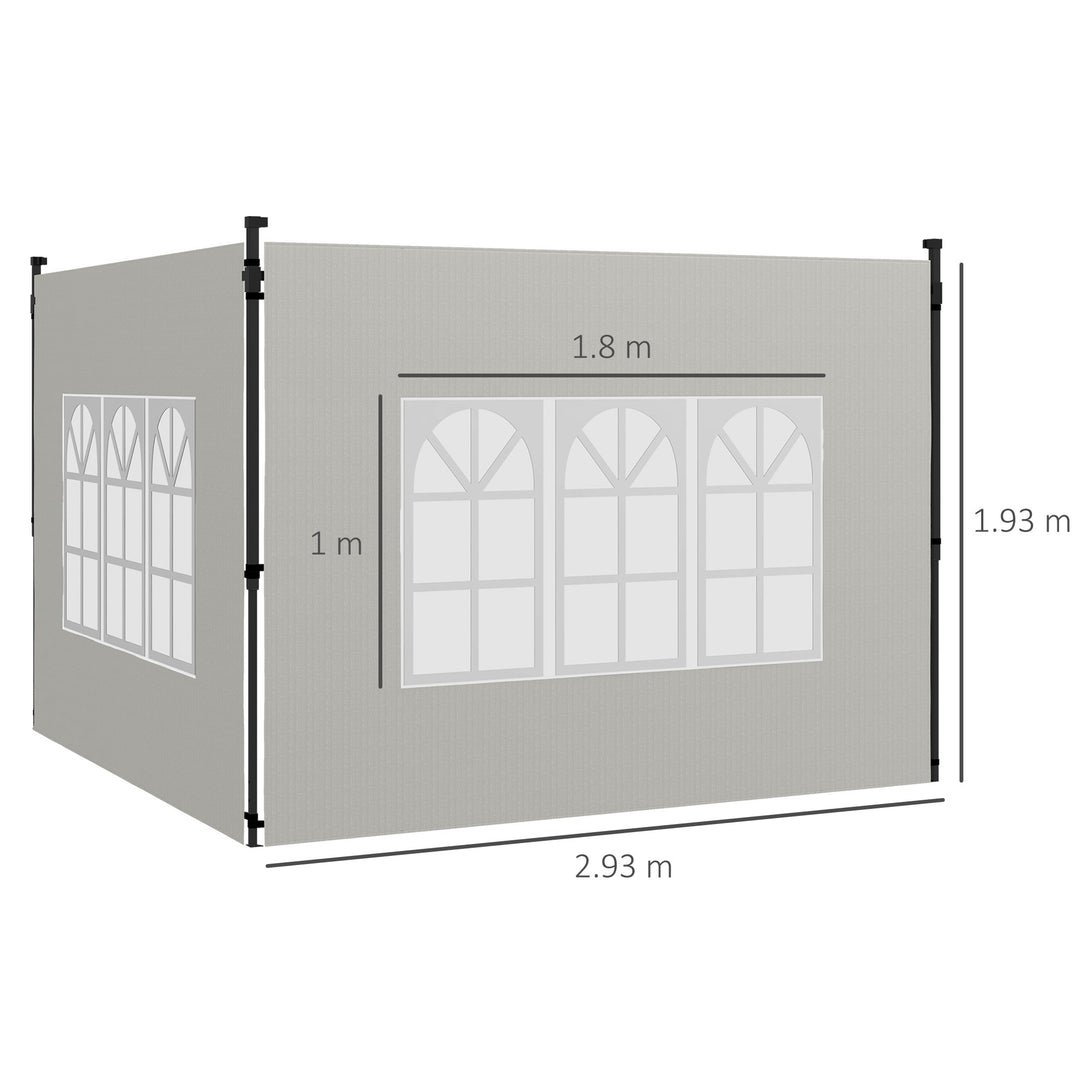 Outsunny Gazebo Side Panels, Sides Replacement with Window for 3x3(m) or 3x6m Gazebo Canopy, 2 Pack, White