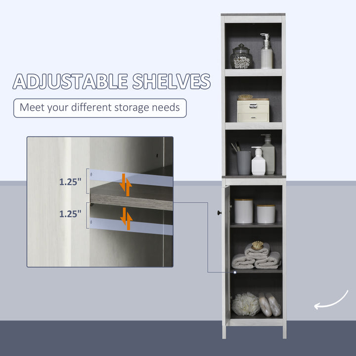 Kleankin Narrow Bathroom Cabinet, Tall Storage Unit with 3 Shelves, Adjustable Interior Shelf, Vintage White