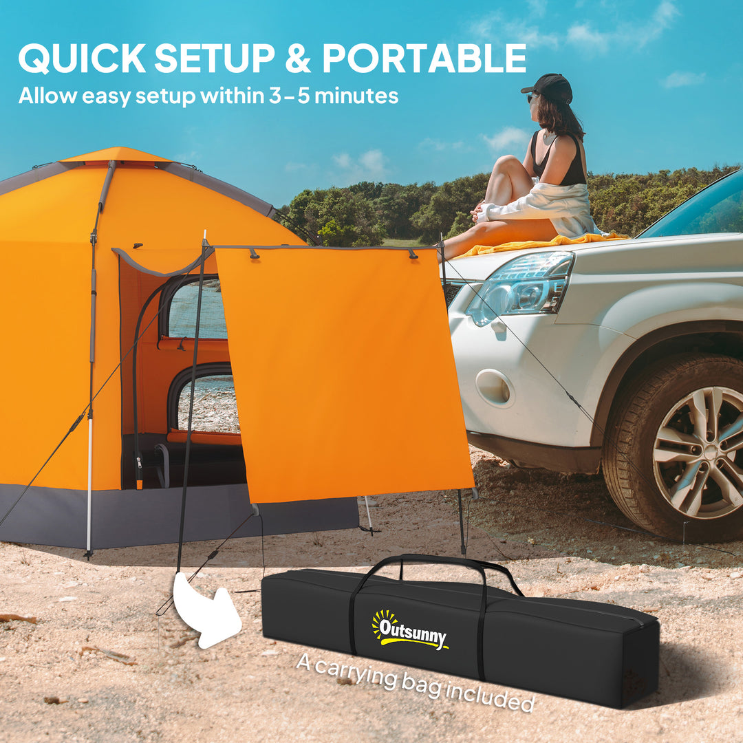Automatic Pop Up Camping Tent, Instant Setup 2-4 Man Tent with Mesh Windows, Waterproof & UV30+, Portable with Carry Bag for Fishing, Hiking, Backpacking, Orange