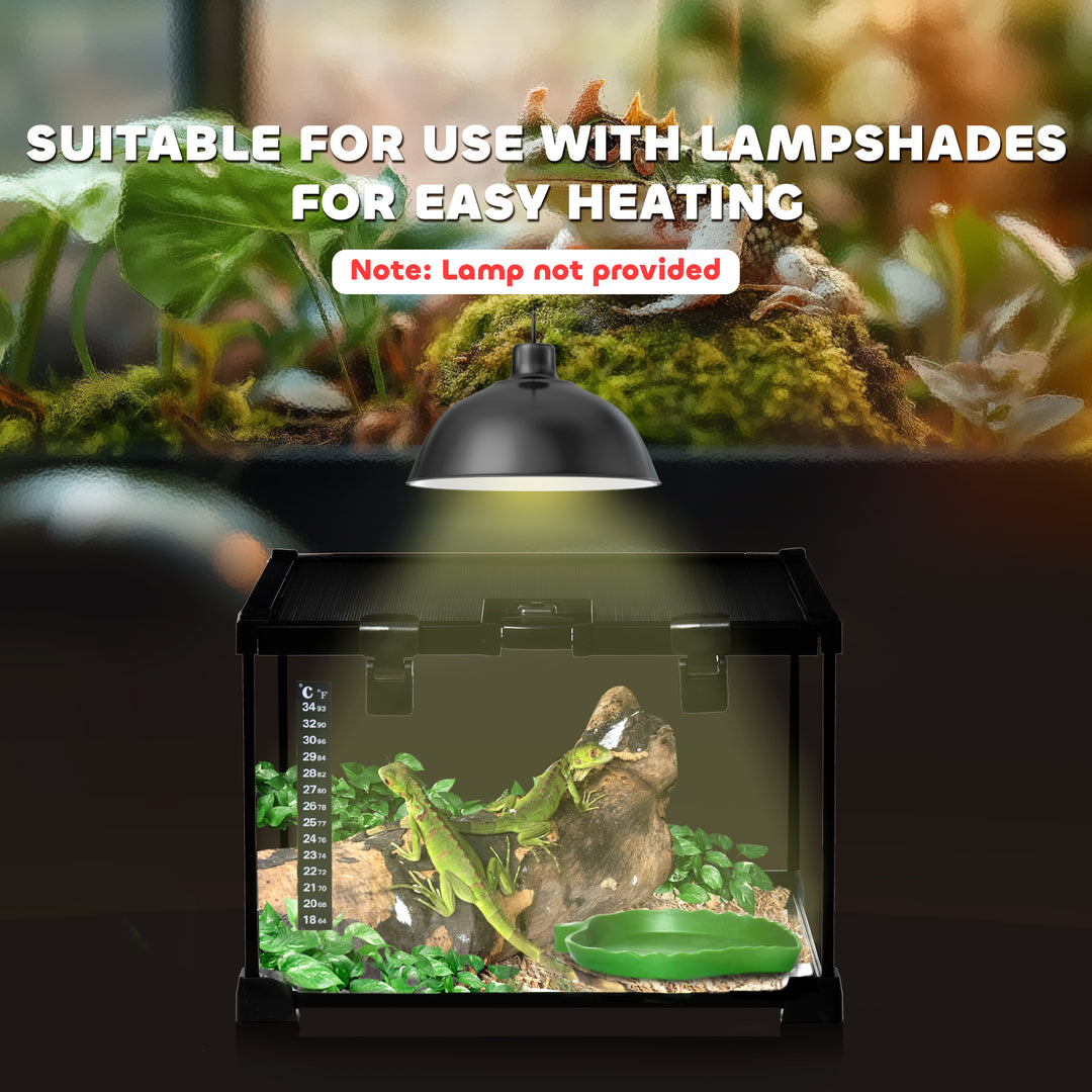 Glass Reptile Terrarium Insect Breeding Tank Vivarium Habitats with Thermometer for Lizards, Horned Frogs, Snakes, Spiders - Small 30 x 30 x 20cm