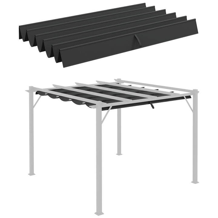 Outsunny Retractable Pergola Shade Cover, Replacement Canopy Fabric for 3 x 3 (m) Pergola, Gazebo Retractable Roof, Dark Grey | Aosom UK