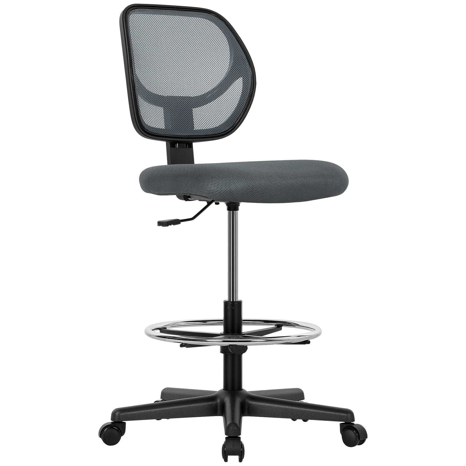 Ergonomic Mesh Standing Desk Chair with Adjustable Footrest Ring and Seat Height Charcoal Grey