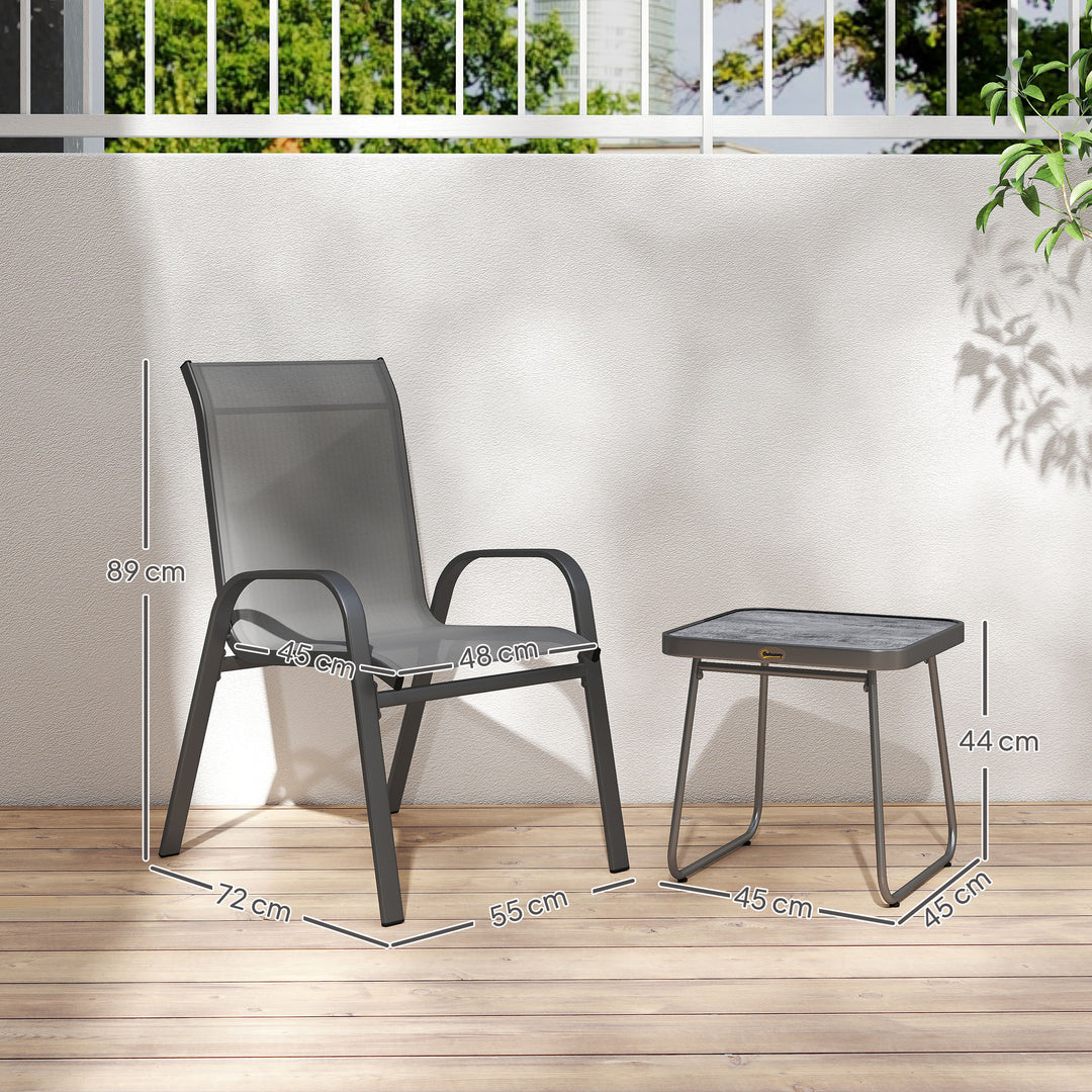 Three-Piece Metal Frame Garden Seating Set - Grey