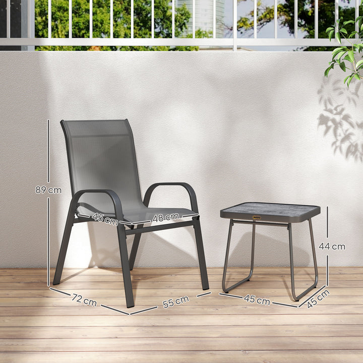 Three-Piece Metal Frame Garden Seating Set - Grey