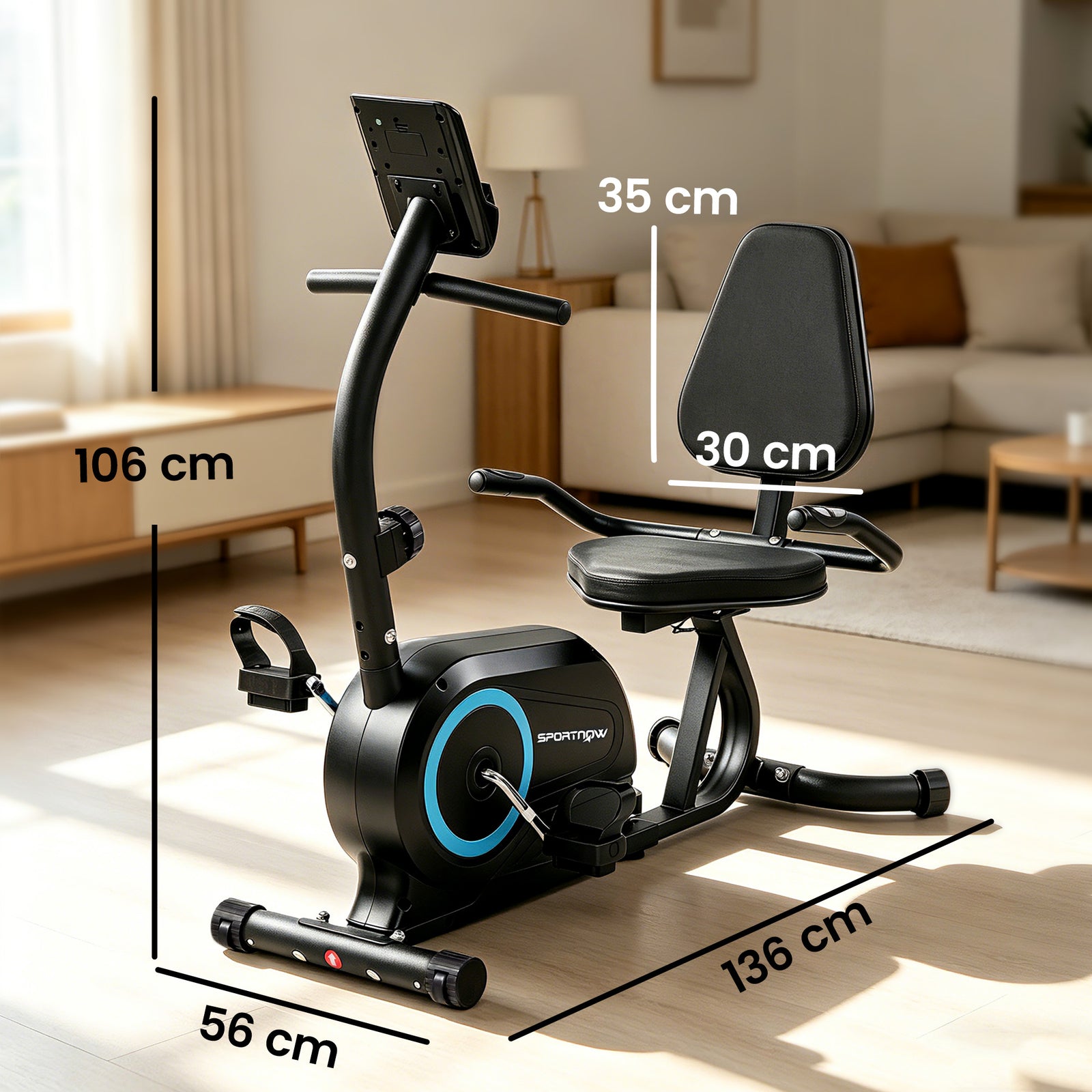 Recumbent Exercise Bike for Home, Stationary Bike with Bluetooth, App 