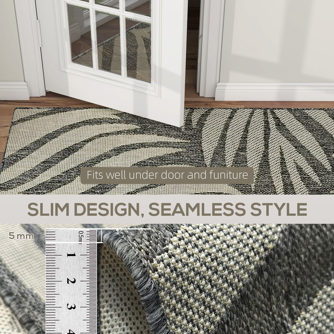 UV Resistant Indoor & Outdoor Area Rug, Easy-Cleaning Machine Washable Rug for Patio, Garden, Kitchen, Bathroom or Living Room, 230 x 160 cm, Grey