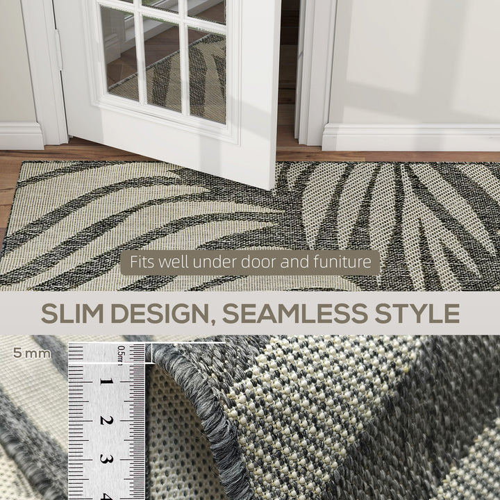 UV Resistant Indoor & Outdoor Area Rug, Easy-Cleaning Machine Washable Rug for Patio, Garden, Kitchen, Bathroom or Living Room, 230 x 160 cm, Grey