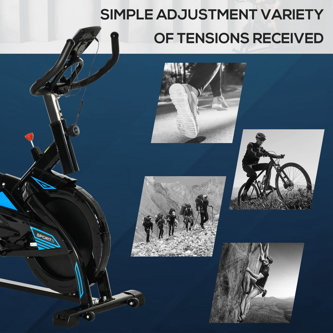 HOMCOM Stationary Exercise Bike w/ iPad Holder, LCD Monitor, Comfortable Seat, Indoor Cycling Training Bike, 13KG Flywheel,  Home Office, Black