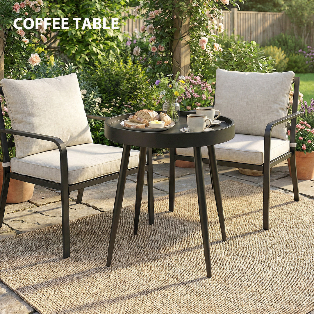 49.5 cm Round Garden Table, Small Outdoor Coffee Side Table with Plast