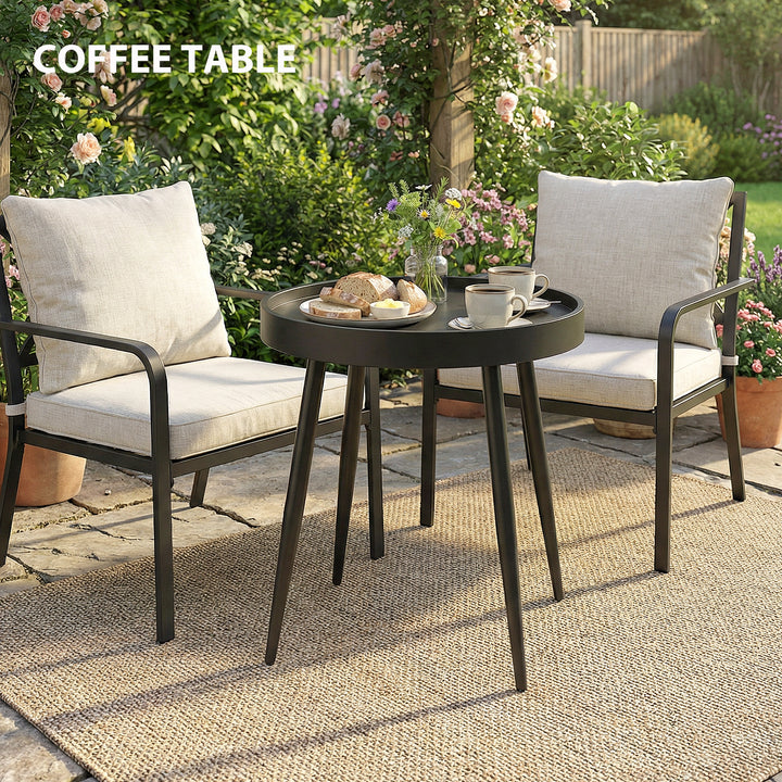 49.5 cm Round Garden Table, Small Outdoor Coffee Side Table with Plast