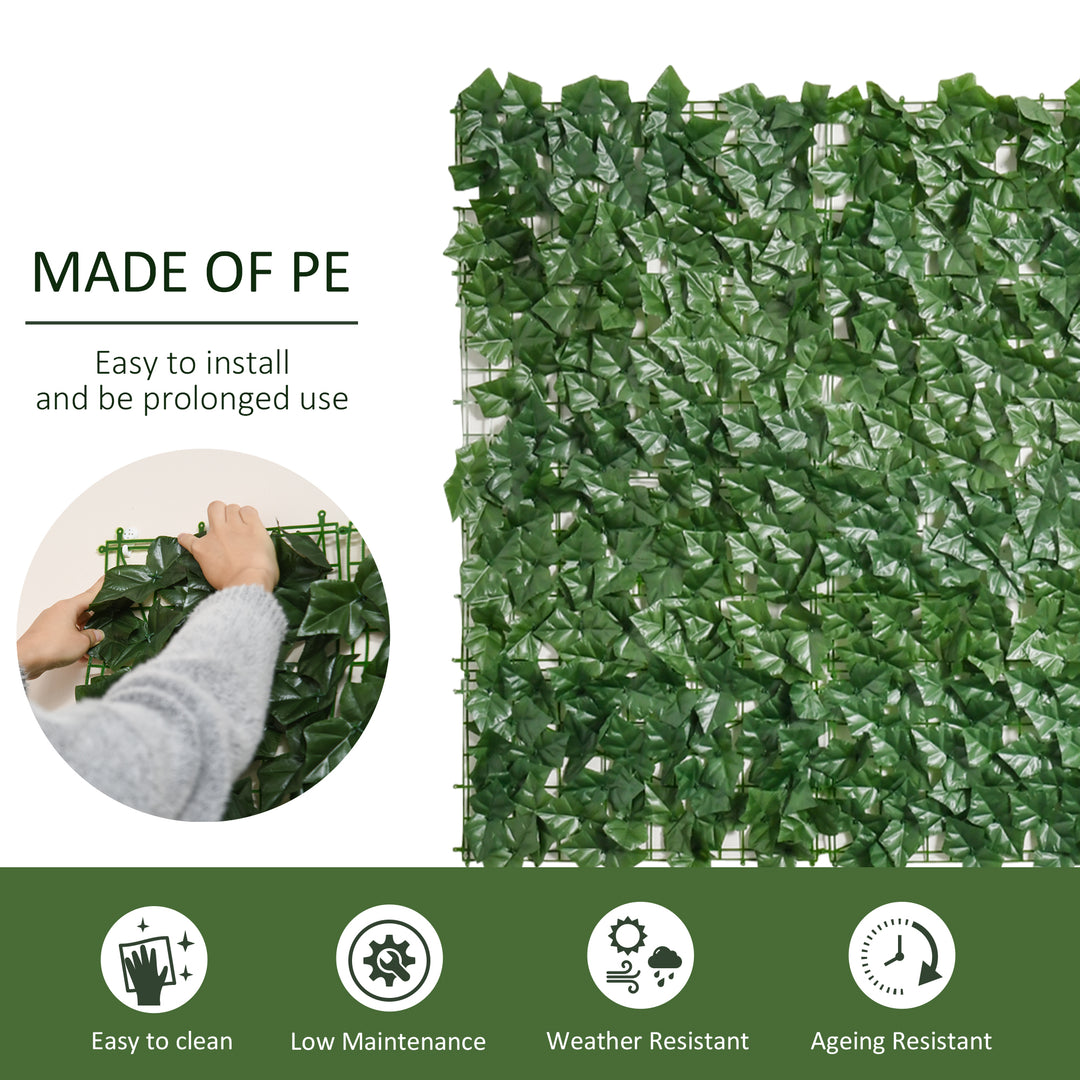 Outsunny Artificial Hedge Screen: Leafy Design for Garden Outdoor Indoor Décor, 3M x 1M, Deep Green | Aosom UK