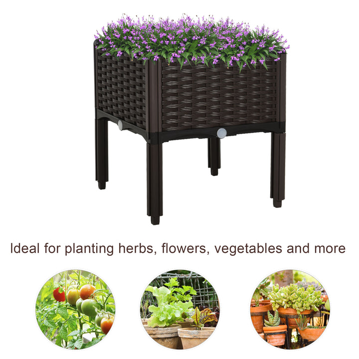 26L Garden Raised Bed Elevated Patio Flower Plant Planter Box PP Vegetables Planting Container, Brown
