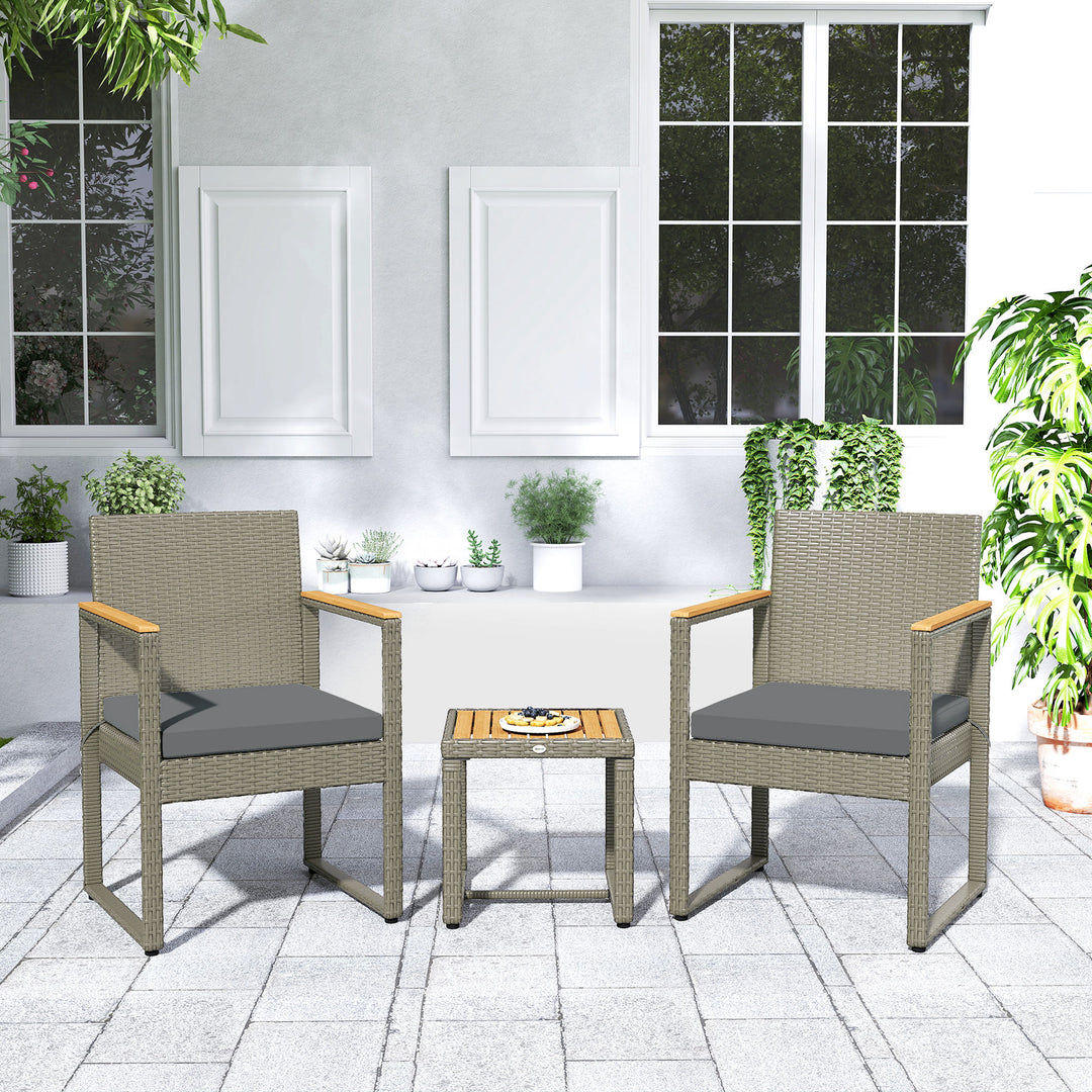 Three-Piece Rattan Chair Set - Grey