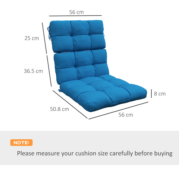2-Piece Seat Cushion Replacement with Backrest, Garden Patio Chair Cushions Set with Ties, Blue