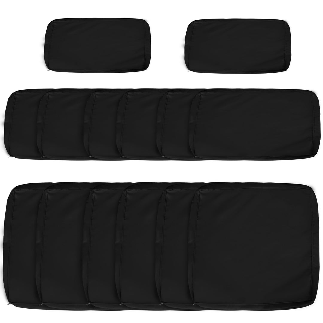 Garden Rattan Sofa Cushion Polyester Cover Replacement Outdoor- No Cushion Included, Black